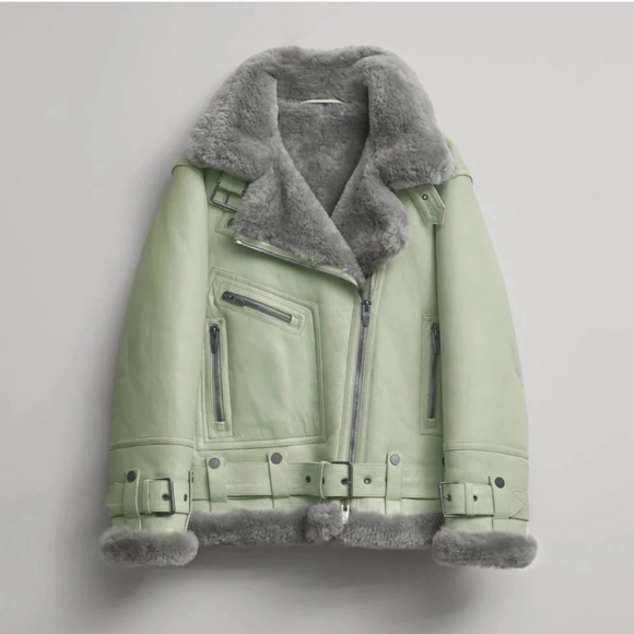 THE ARRIVALS Genuine Sheepskin Biker Jacket - Picture 2 of 4